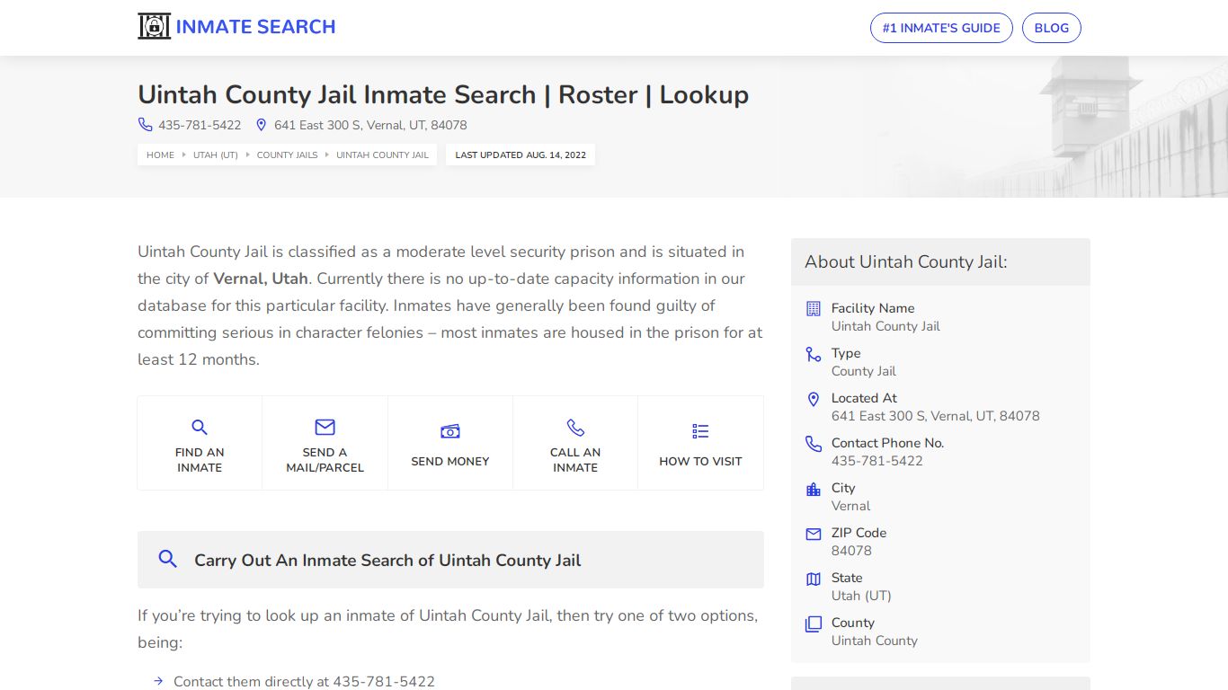 Uintah County Jail Inmate Search | Roster | Lookup